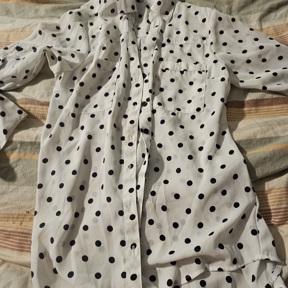 Express Black and White Polka Dot Shirt
